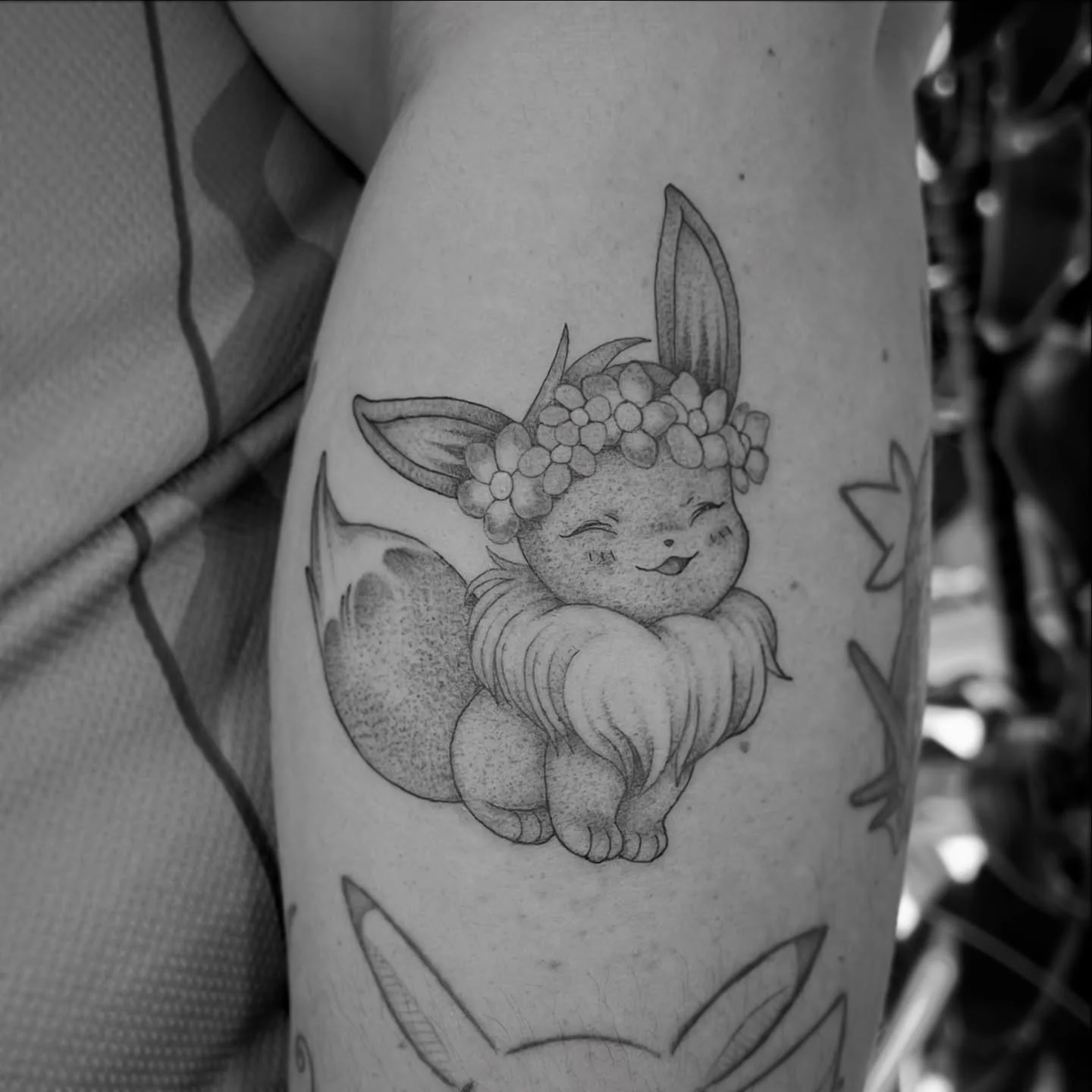 Extra cute Eevee. Thanks so much 🫶✨

Always down to tattoo your favourite Pok&eacute;mon. 

#pokemon #pokemontattoo #eeveetattoo #buttercattattoo #wellingtontattooartist #wellingtontattooshop #nztattooartist #tattooart #tattoo
