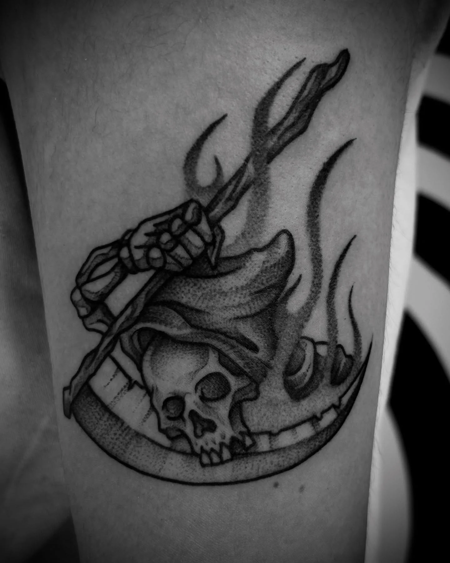 REAPER | for Lucas 💀🗡️🗡️
.
DM or email to book! Made @buttercattattoo | @stencil.jam @darkhorseshadingblack @lotusneedles 
.
#tattoos #skulltattoo #grimreaper #grimreapertattoo #darktattoo #nztattoo #wellingtontattoo