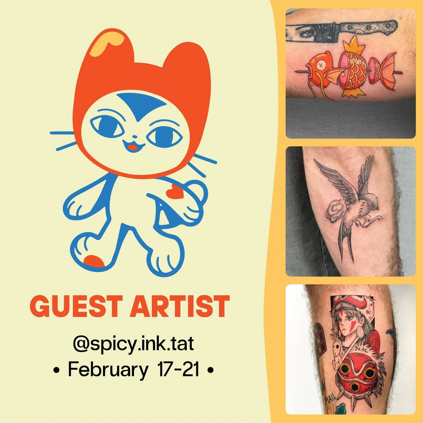 &bull;GUEST ARTIST&bull; February 17 - 21

Khash (@spicy.ink.tat) is guesting with us in February! She specialises in illustrative tattoos. She also enjoys doing anime/manga pieces and traditional Indian tattoos. Check out her instagram for available
