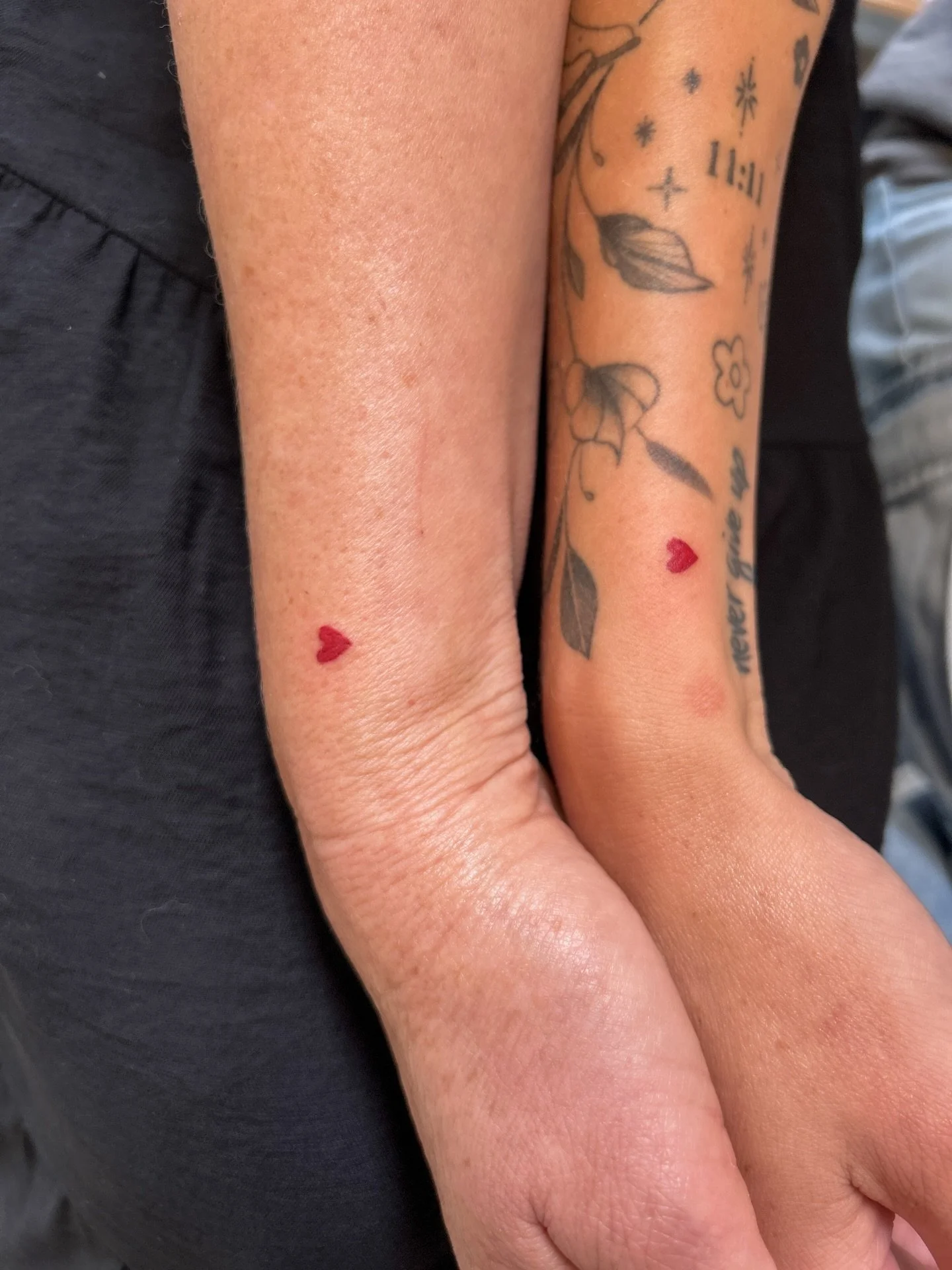 &hearts;️ for mother Maree &amp; daughter Georgia

some times even the smallest tattoos have the biggest heart &hearts;️ I&rsquo;ve been tattooing my friend Georgia since the beginning of my apprenticeship, and I have learned so much about tattooing 