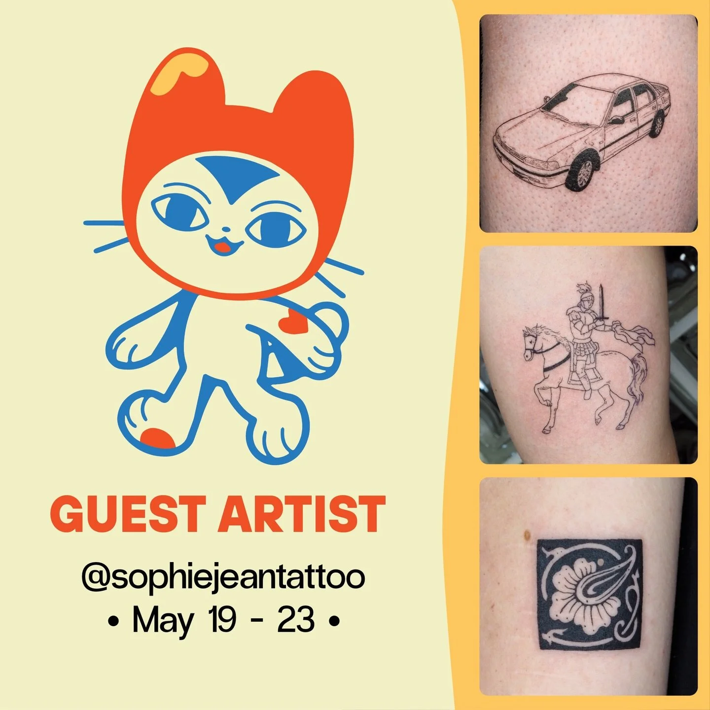 &bull;GUEST ARTIST&bull; May 19 - 23

Sophie (@sophiejeantattoo) will be guesting with us in May. She recently moved to Ōtautahi and is coming to visit Pōneke!

For bookings and enquiries contact her Sophie via her booking form on her website sophiej