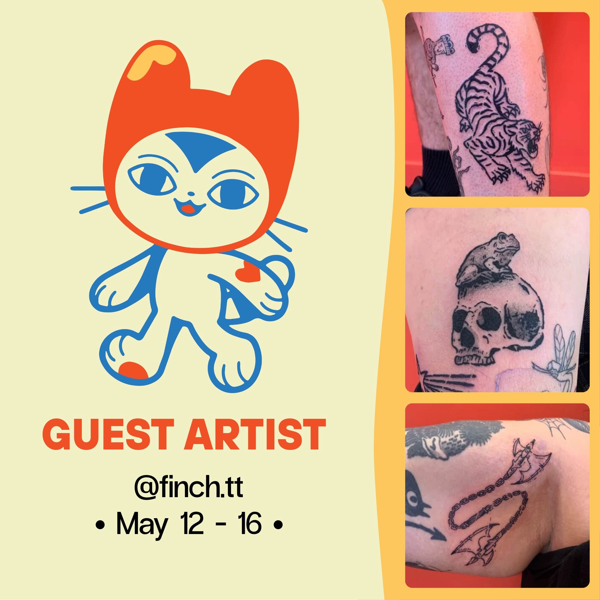 &bull;GUEST ARTIST&bull; May 12-16

August (@finch.tt) will be guesting with us in May! They specialise in medieval &amp; fantasy illustrative tattoos. Check out their page for available flash!

Contact them directly via Instagram for bookings and en