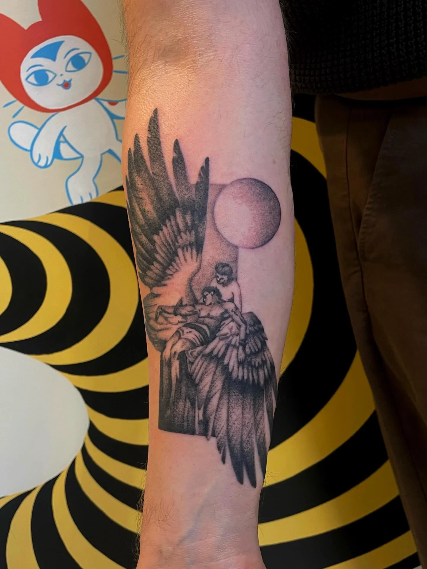 &ldquo;The Lament for Icarus&rdquo; for Nic!.
.
.
.
.
.
#tattoo #wellingtontattoo #icarus #tattoopainting #classicalpainting