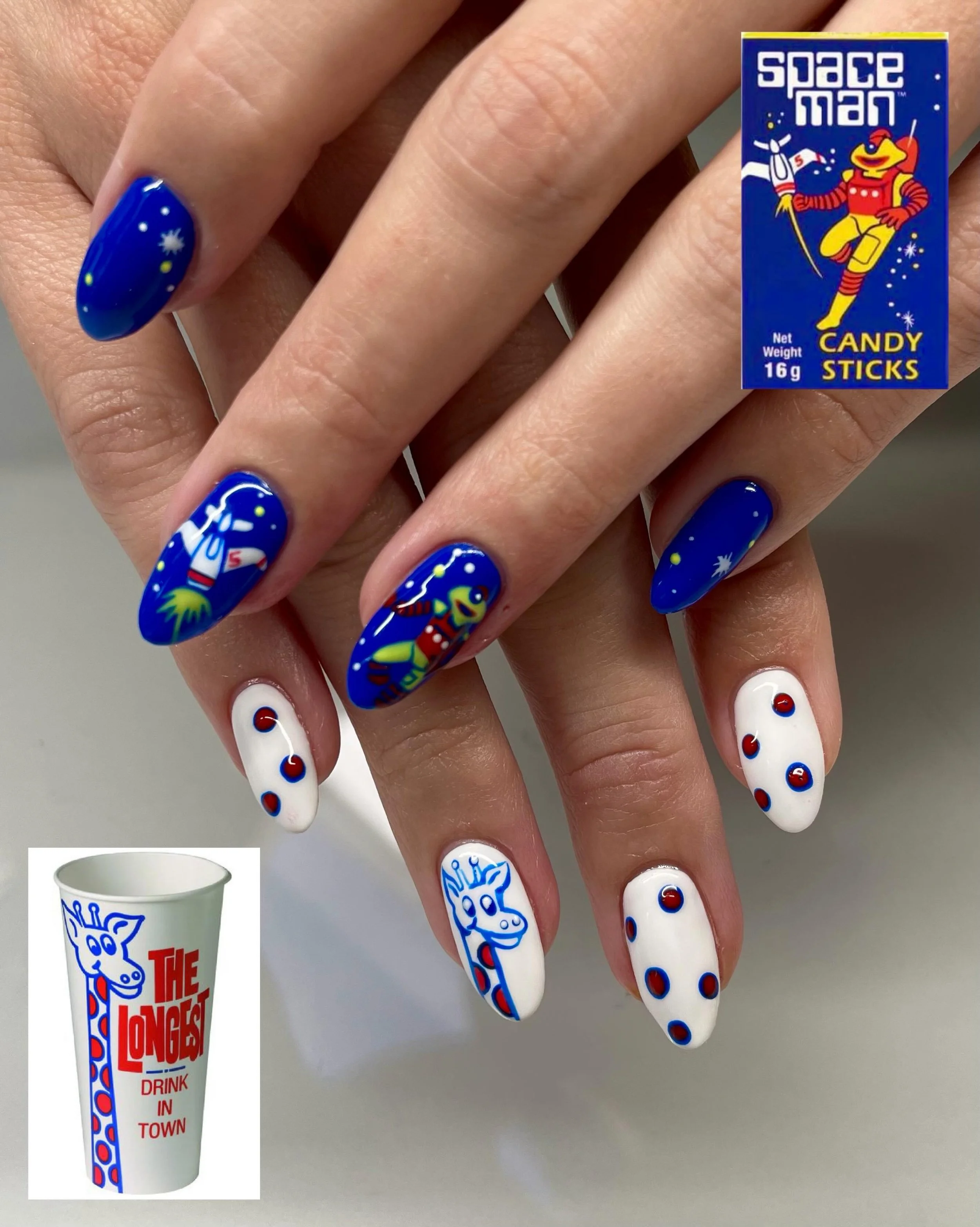 Level 3 - Longest Spaceman in Town 🚀🦒

Spaceman candy and longest shake in town set :) hand-painted, yay

#nailart #wellington #buildergel #nailinspo #nailtech