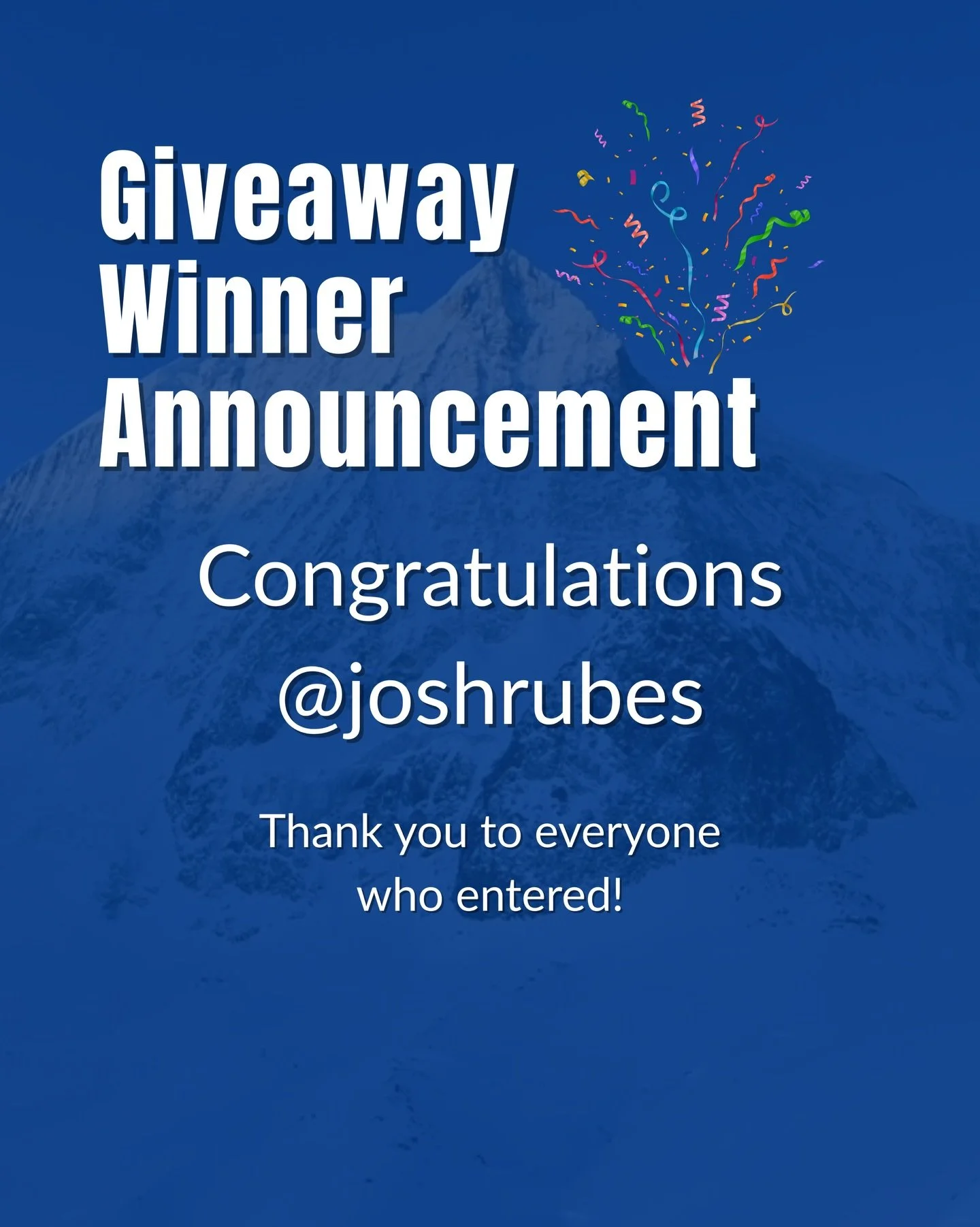 🎉And the winner is&hellip; @joshrubes 🎉

Thank you to everyone who entered our Vertex giveaway! We loved seeing all of your excitement and can&rsquo;t wait to get out in the mountains this winter. 

Winter is still full of adventure&mdash; if you d