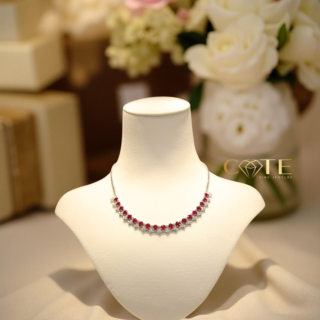 Shine bright this with our exquisite Ruby Diamond Necklace! Crafted to capture the vibrant spirit of spring, this stunning piece blends fiery rubies with dazzling diamonds, perfect for elevating any festive look. Whether you&rsquo;re celebrating new 