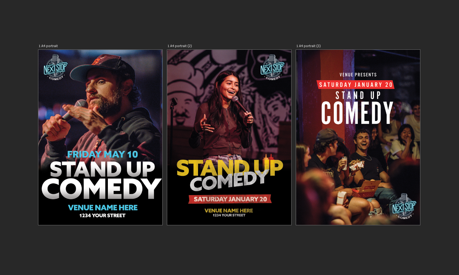 Next Stop Comedy Flyers Rough Draft #3.png