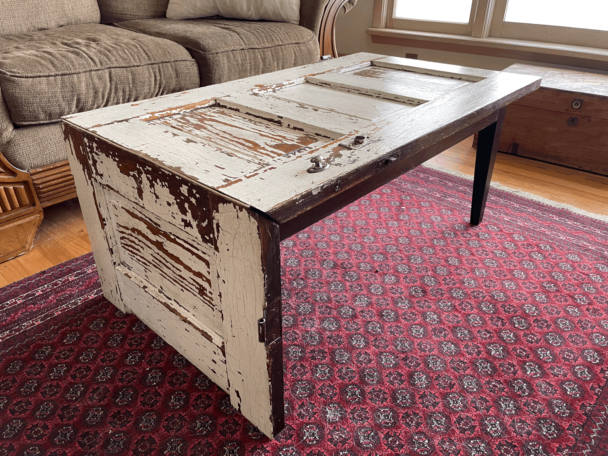 Upcycled wooden door coffee table