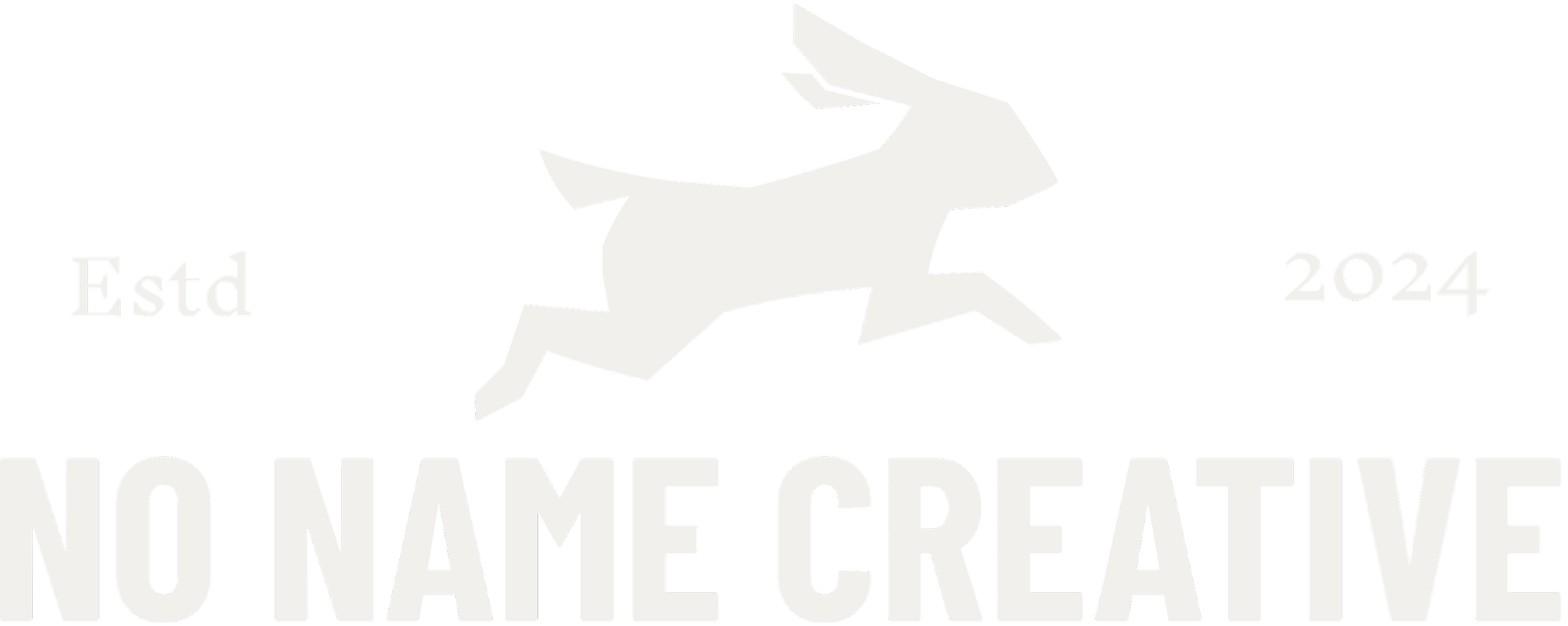 Logo with a stylized Rabbit, text 'Estd 2024', and slogan 'No Name Creative' in bold letters.