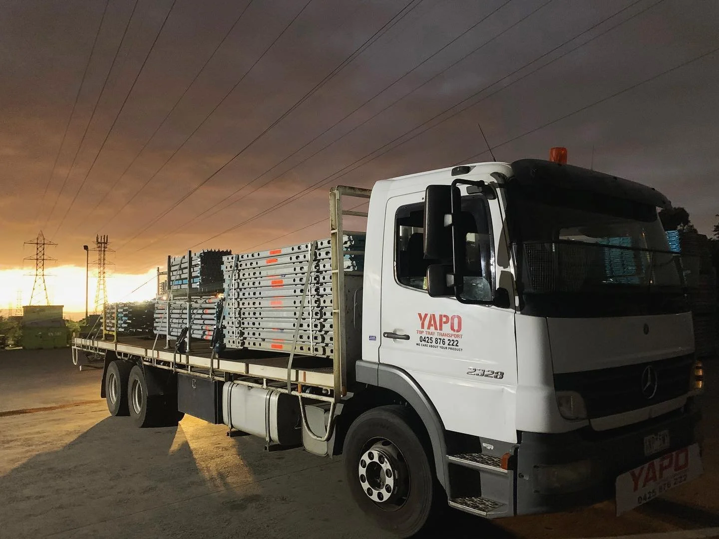 Early morning scaffolding run at sunrise