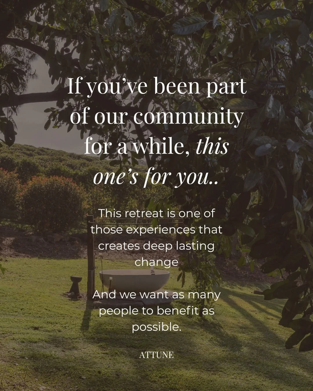 Let this be your sign 
🤎

This retreat is one of those experiences that changes things.

And we want as many people to benefit as possible.

So we&rsquo;re opening the last spaces as a giveback to our community 

Two friends. One shared room. One in