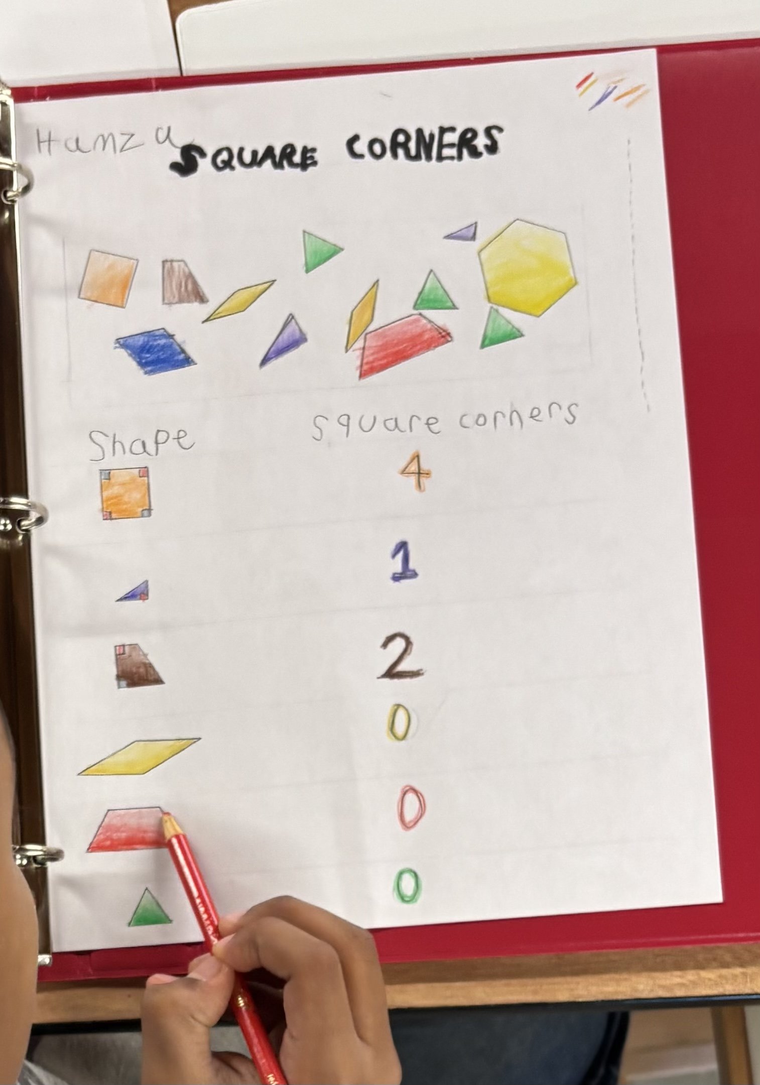 A child organizes his math work in a neat journal entry.