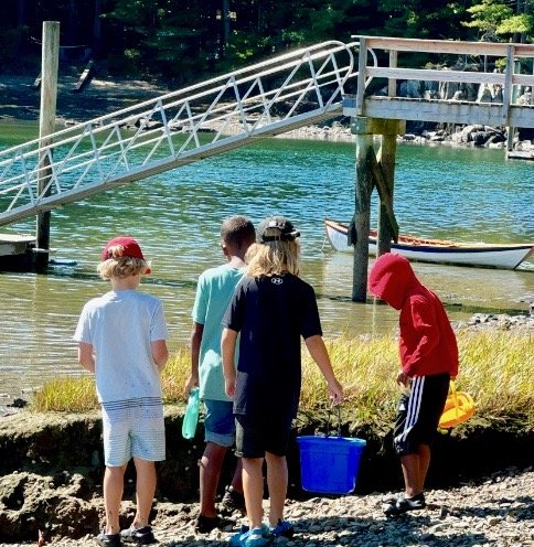 Shore line exploration with new friends.