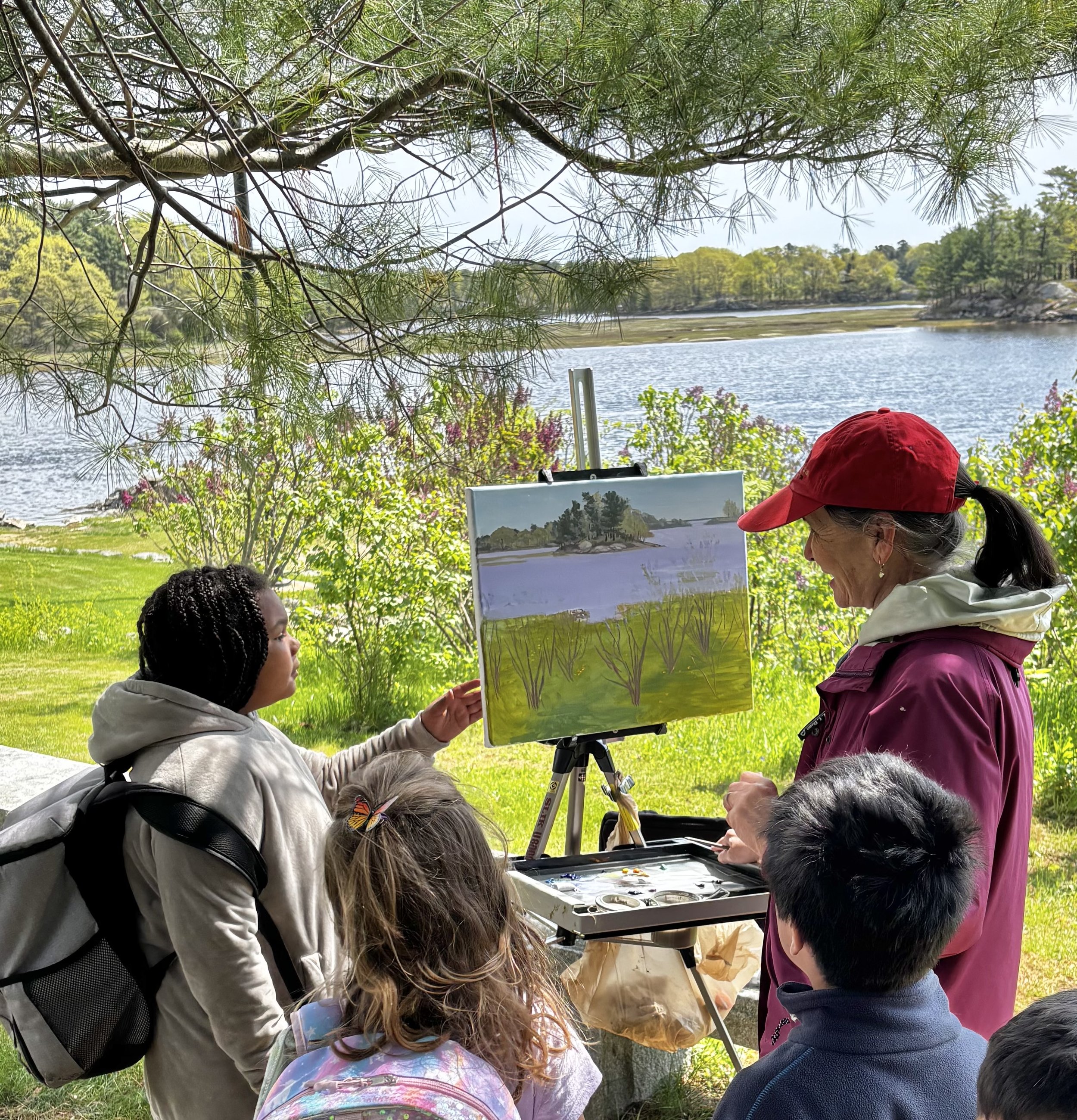 Visiting with a plein air artist at Wentworth Coolidge Mansion.