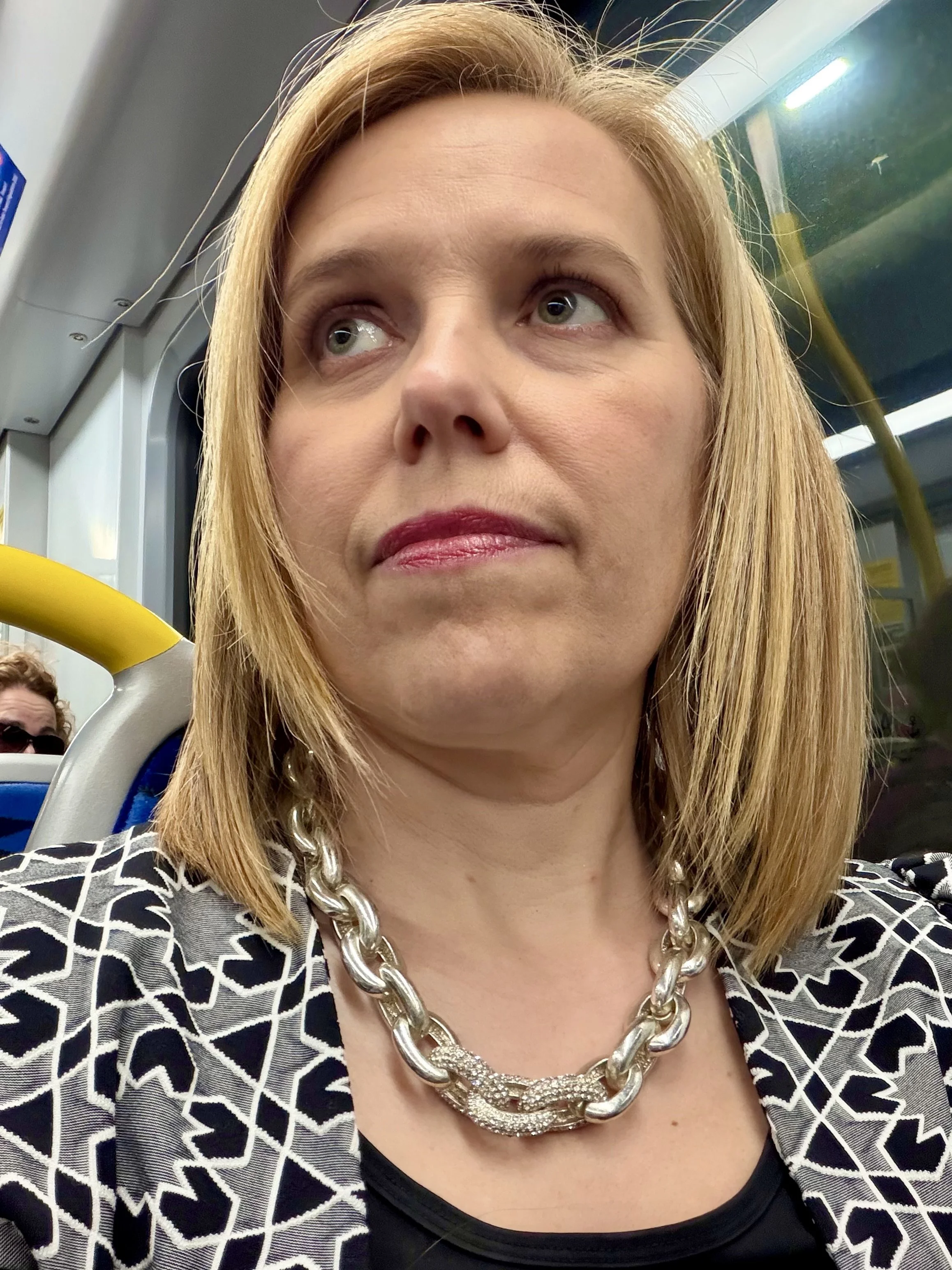 Suzie Thoraval on a train