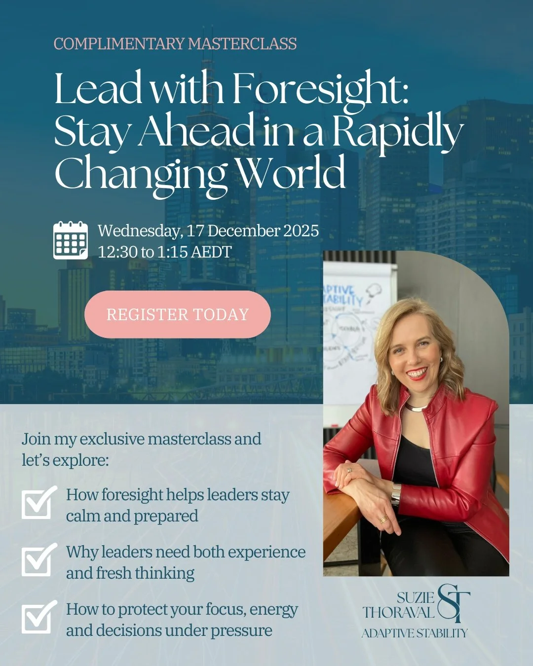 Is uncertainty throwing you off track?

Change isn&rsquo;t slowing down. Priorities shift, pressure builds, and even strong leaders can find their focus stretched thin.

When every week feels urgent, foresight fades, balance slips, and energy drains.