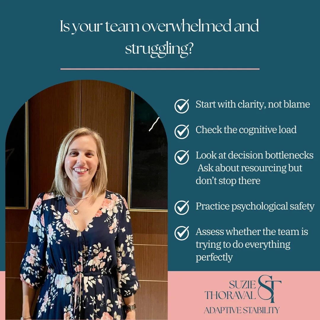 If your team misses a deadline, the easy conclusion is that they&rsquo;re overloaded.
 But &ldquo;overwhelmed&rdquo; is usually a symptom not the root cause.
When this comes up in coaching or in a workshop, here&rsquo;s how I help leaders diagnose wh