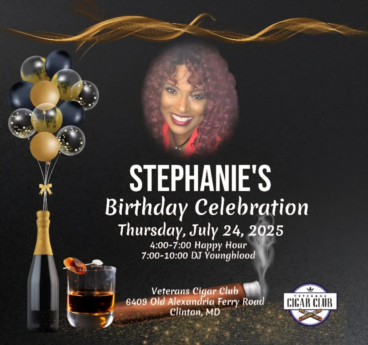 🎉🎂 Stephanie&rsquo;s Birthday Bash! 🎂🎉
Come celebrate with us at Veterans Cigar Club as we honor the amazing Stephanie on her special day!

🗓 Thursday, July 24th
🕖 7:00 PM
🎧 Featuring DJ Youngbloodz spinning the hottest tracks all night!
🔥 Ci