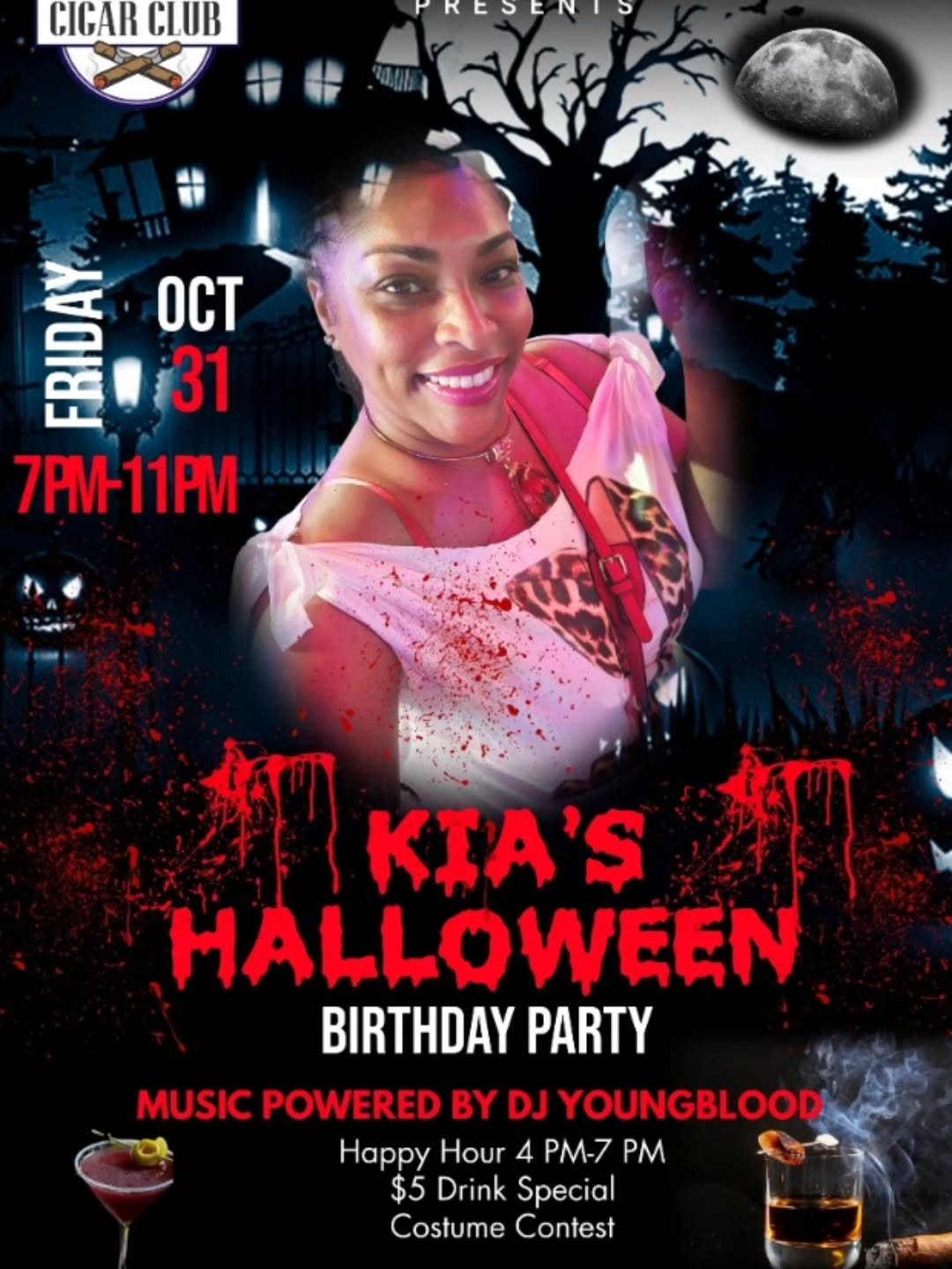 🎃 It&rsquo;s a Spooky Celebration You Don&rsquo;t Want to Miss! 👻

Join us at Veterans Cigar Club for Kia&rsquo;s Halloween Birthday Party &mdash; a night full of fun, music, and Halloween vibes!

🗓 Friday, October 31st
📍 6409 Old Alexandria Ferr