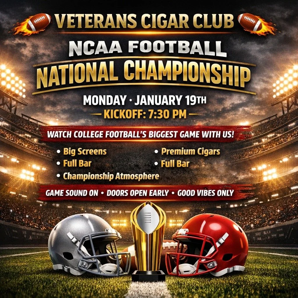 🏈🔥 NCAA CHAMPIONSHIP WATCH PARTY 🔥🏈
✨ Martin Luther King Jr. Celebration ✨
Join us at Veterans Cigar Club for an unforgettable night of championship football and community as we honor the legacy of Dr. Martin Luther King Jr.
📺 Kickoff: 7:30 PM
?