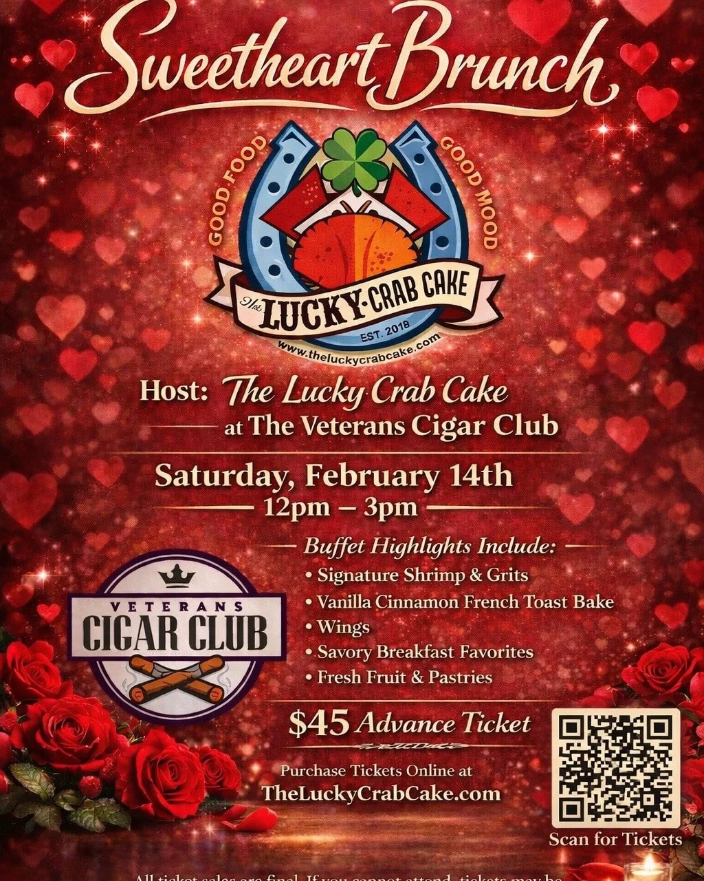 Start your Valentine&rsquo;s celebration the right way at Veterans Cigar Club ❤️🔥
Love is in the air&hellip; and so is premium smoke.
Join us for a Sweetheart Brunch at Noon &mdash; the perfect vibe for couples, friends, and anyone celebrating love.