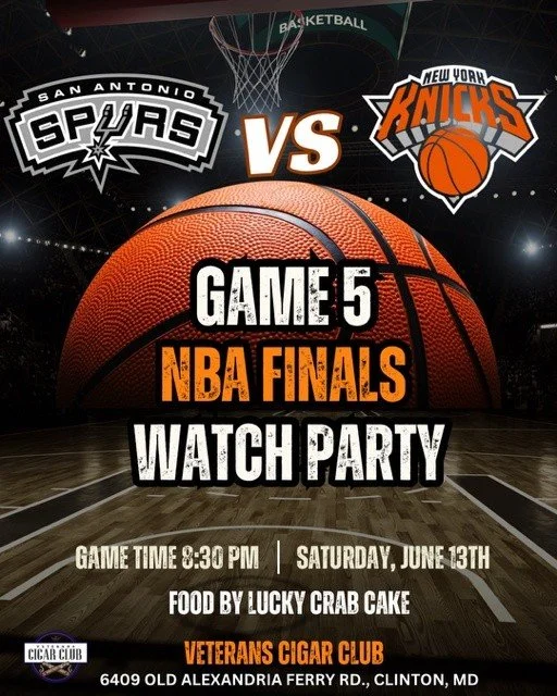 🏀🔥 GAME 5 WATCH PARTY &ndash; SPURS vs. KNICKS! 🔥🏀

The series is heating up, and it's time for the biggest game yet! Join us at Veterans Cigar Club for an unforgettable Game 5 Watch Party as the San Antonio Spurs battle the New York Knicks under