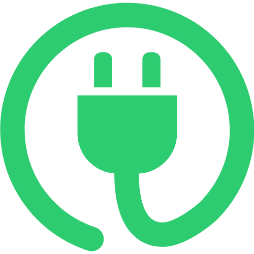 Green circular electric plug sign with cord