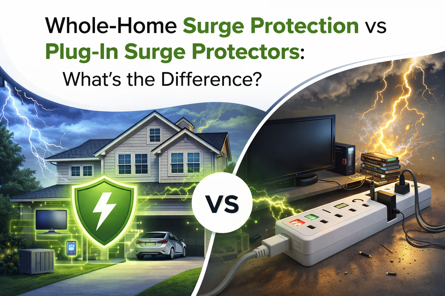 Whole-Home Surge Protection vs Plug-In Surge Protectors: What’s the Difference?
