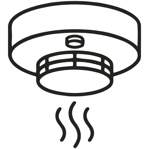 Outline of a ceiling air vent with heat or air flow lines below it.