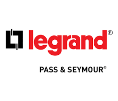 Legrand logo with black icon and red text, and PASS & SEYMOUR branding
