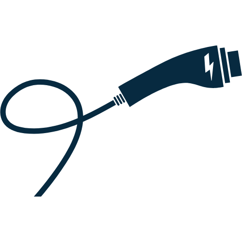 A USB cable with a lightning bolt symbol leading to a plug.
