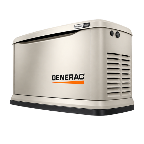 Generac portable generator with vents, controls, and branding on the side.