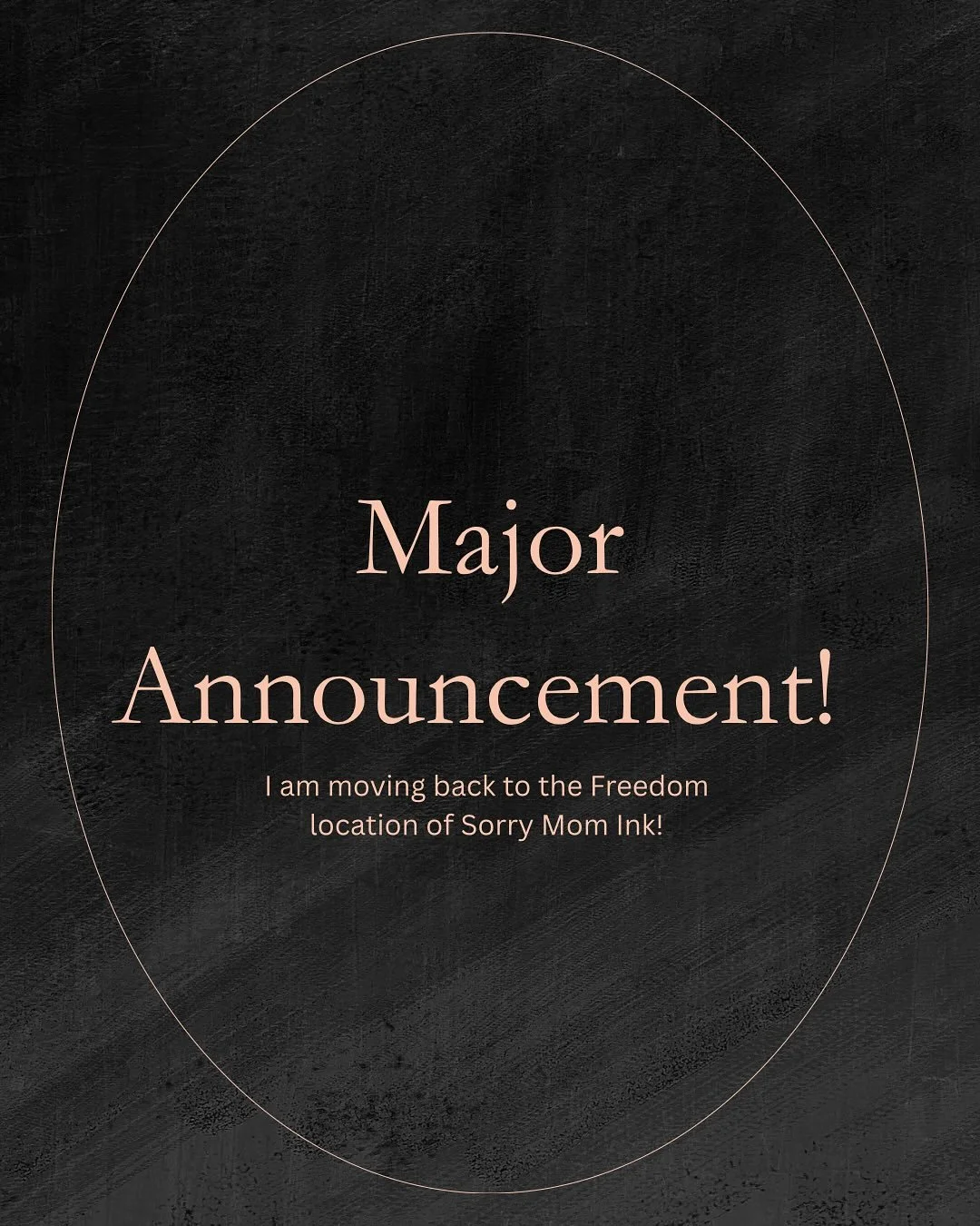 🚨Announcement🚨

Some may know, but I have made the decision to move back to the Freedom location at Sorry Mom Ink! I am super excited to go back to where I started almost 2 years ago and continue working alongside my mentor, Gina! 

There is no cha
