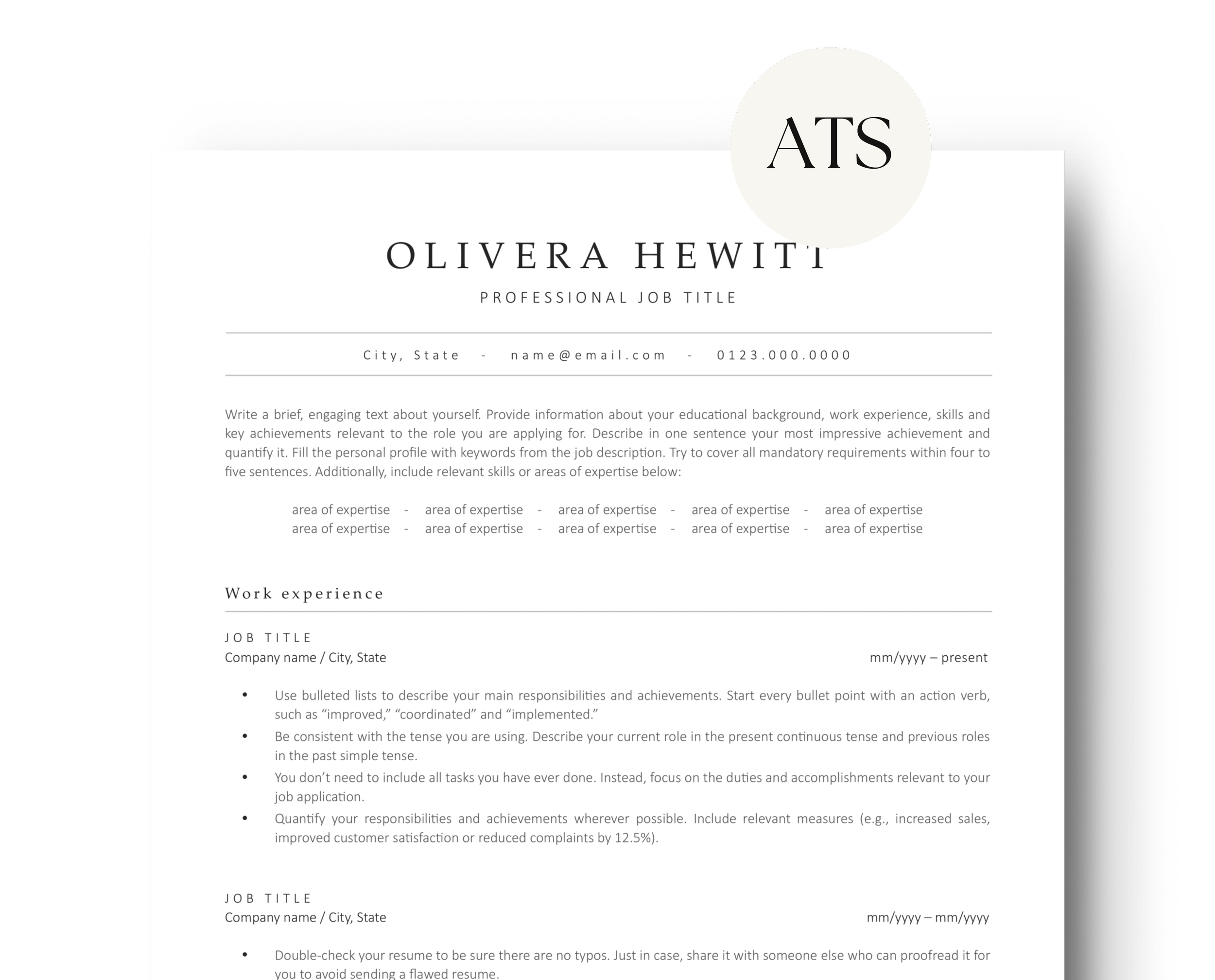 Olivera - Canadian Resume Template