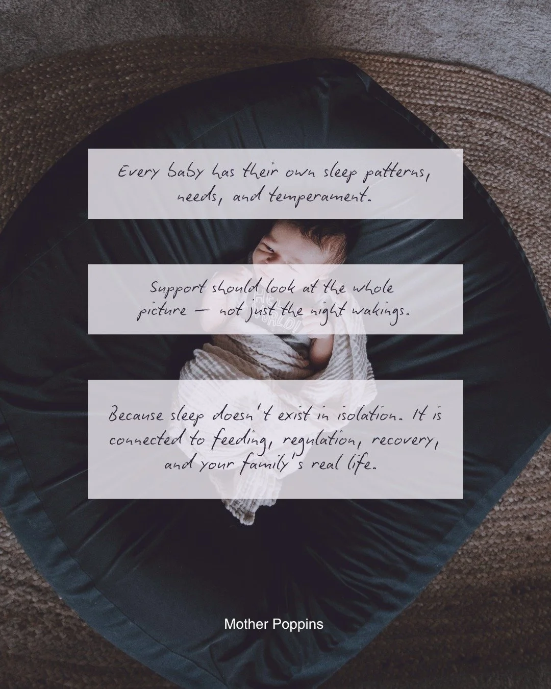Your baby&rsquo;s sleep isn&rsquo;t a behavior problem to solve. It&rsquo;s a biological system to understand. 

Sleep is deeply connected to your baby&rsquo;s development, feeding relationship, nervous system, and unique needs. That&rsquo;s why ther