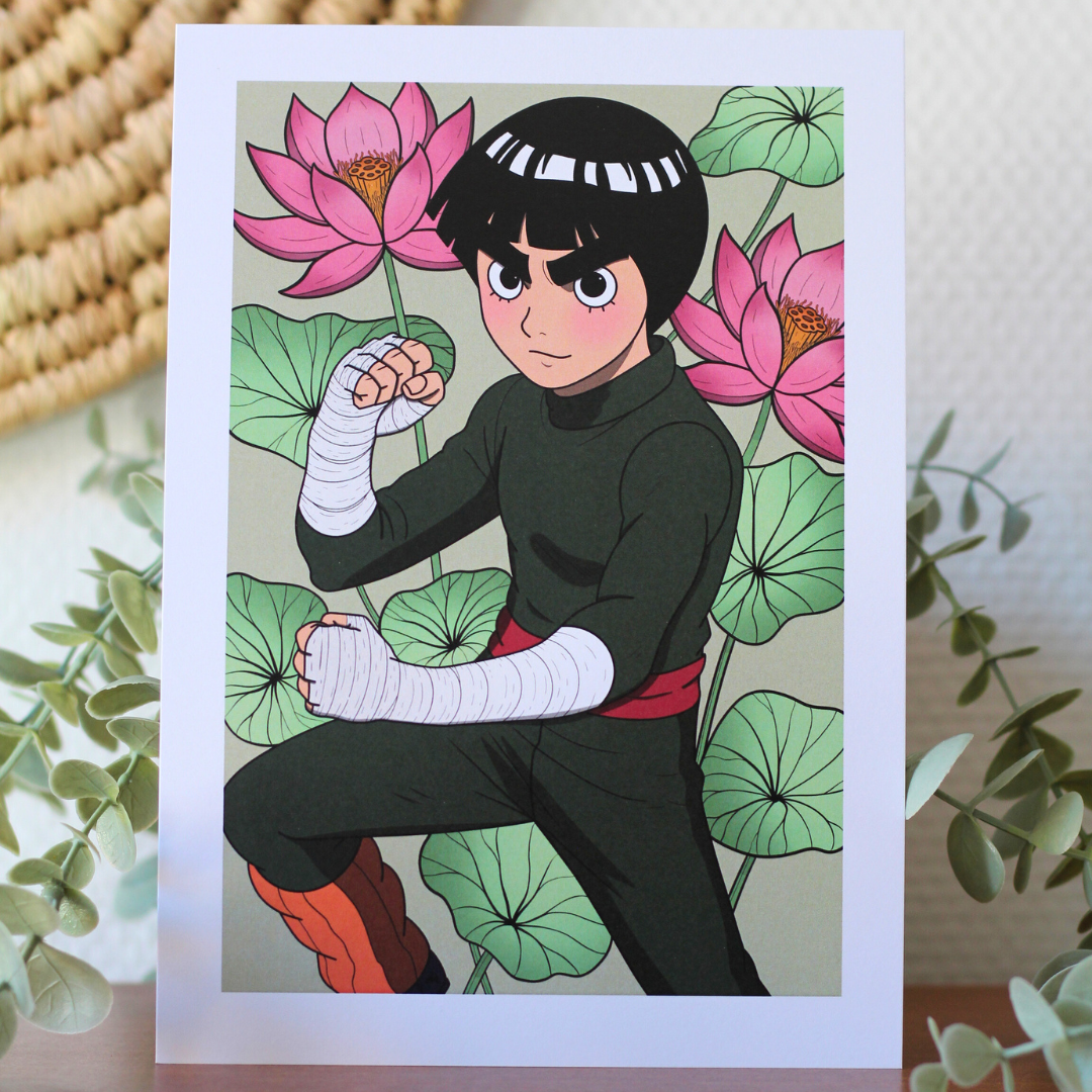 affiche rock lee personnage naruto lotus nectary