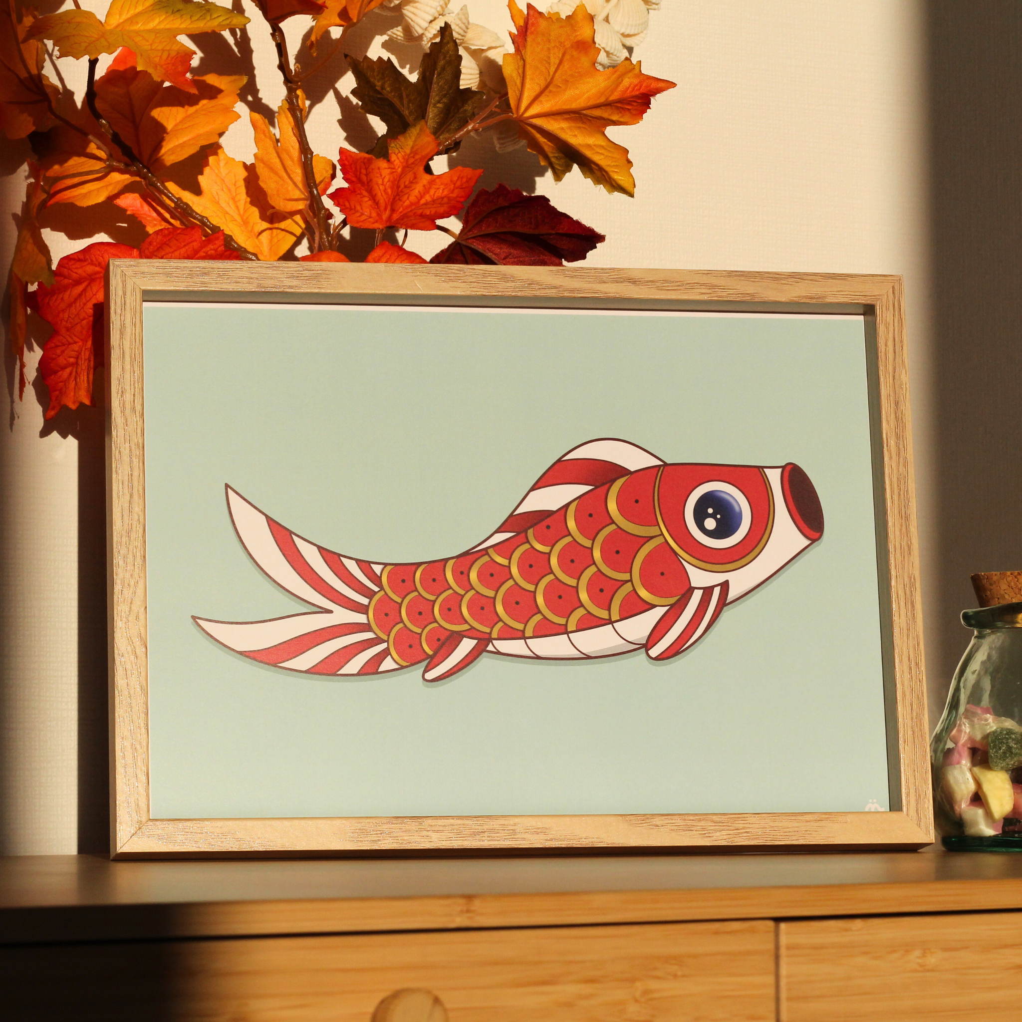 cadre poisson rouge japon - nectary