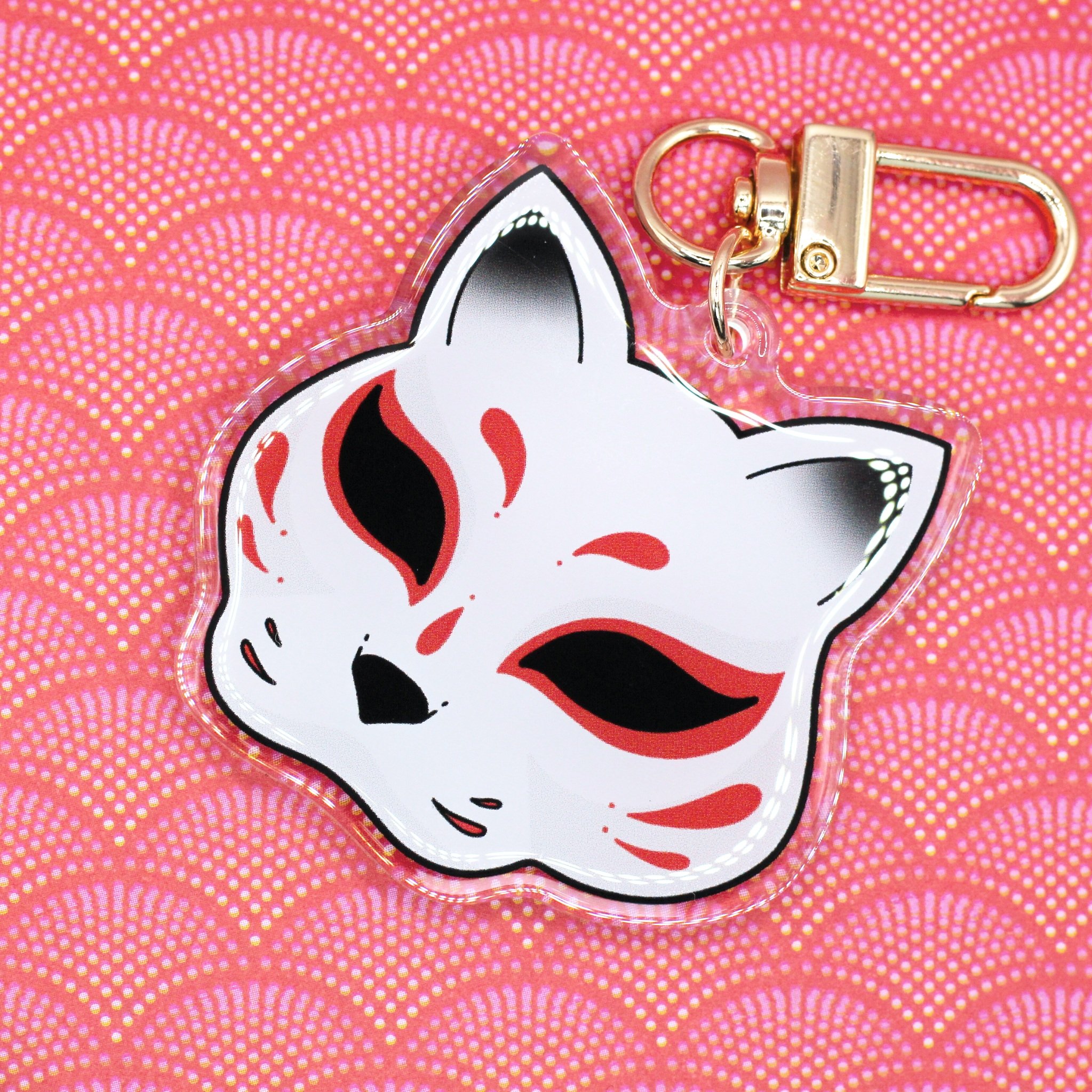 Kitsune mask keychain nectary red white accessoire japanese