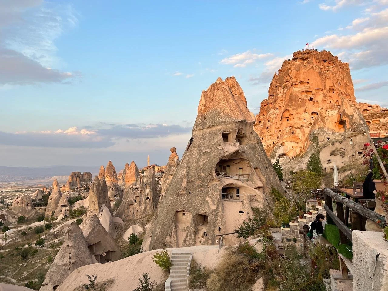 The ancient cave dwellings and fairy chimney rock formations of Uchisar in Cappadocia on a private tour of Turkey