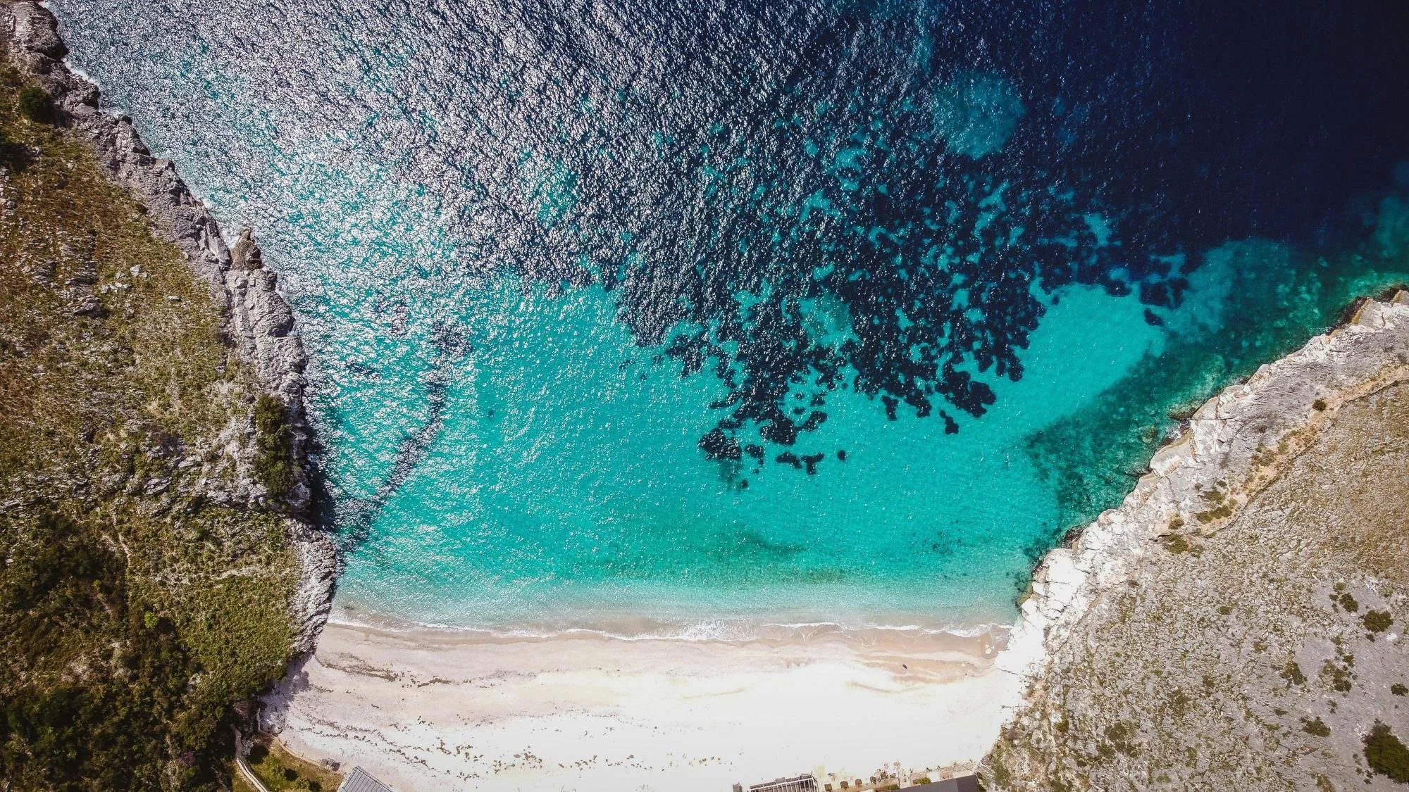 Ksamil beach with turquoise waters in the Albanian Riviera