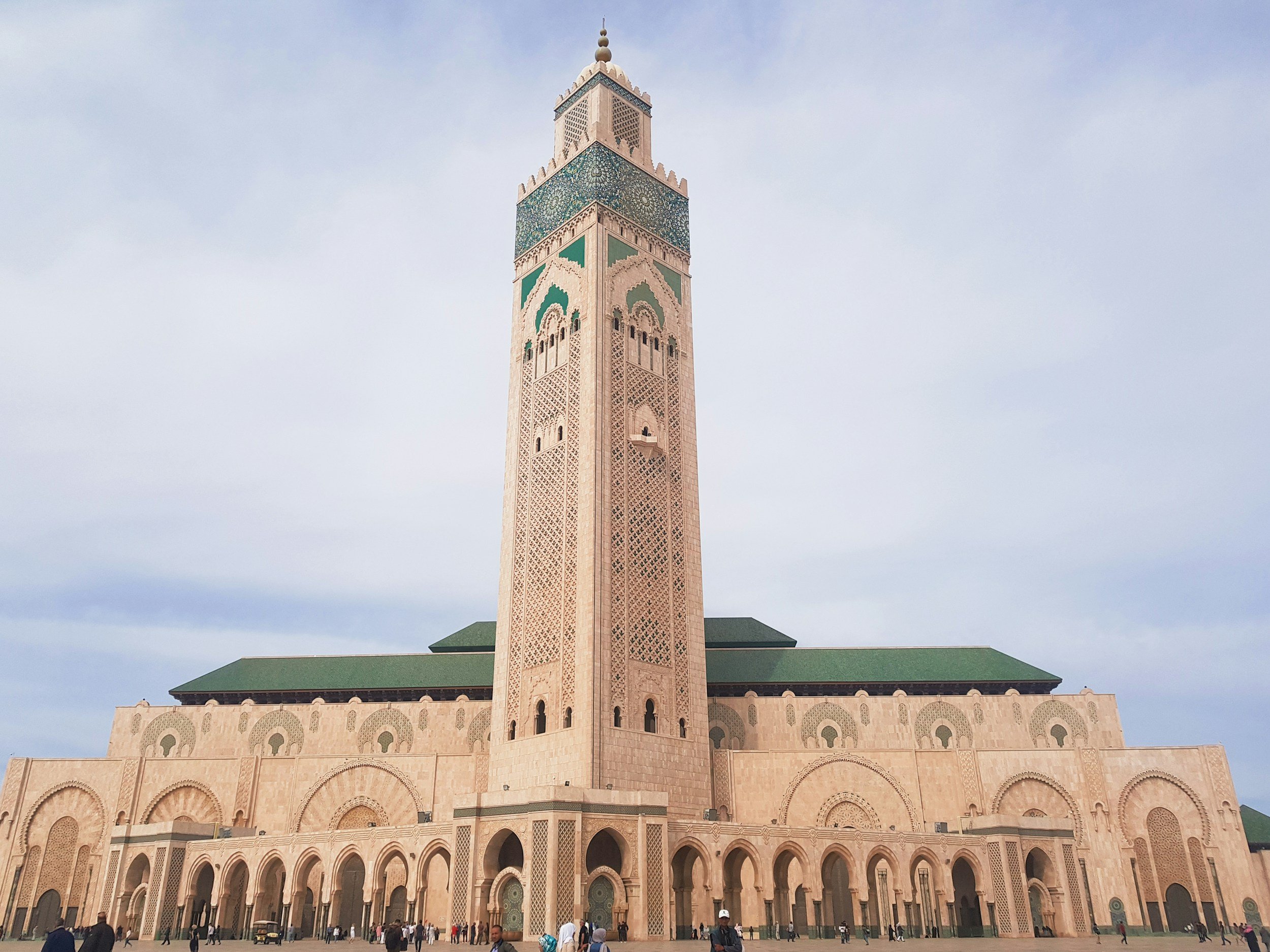 Hassan II Mosque at sunset in Casablanca, Morocco, the largest mosque in Africa