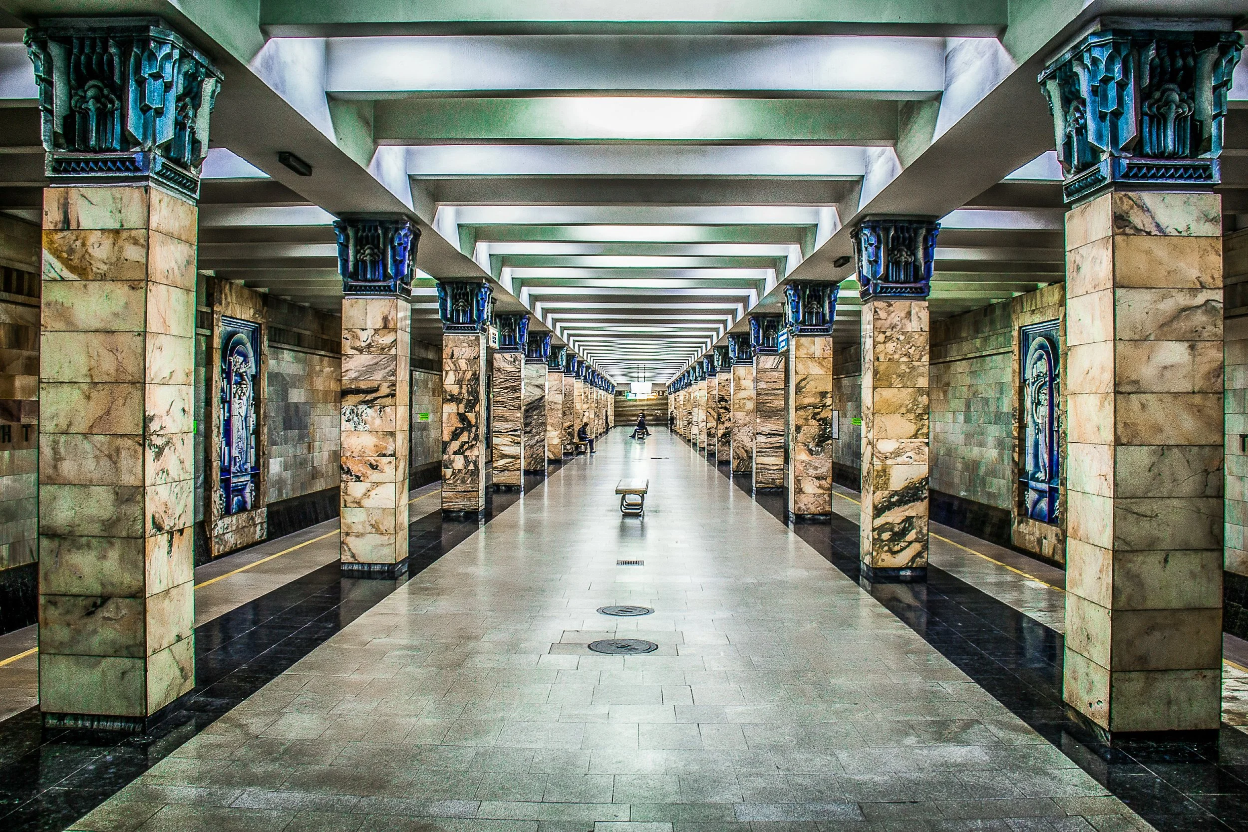 Tashkent metro station Soviet era marble columns and mosaics Uzbekistan luxury private tour hidden gem