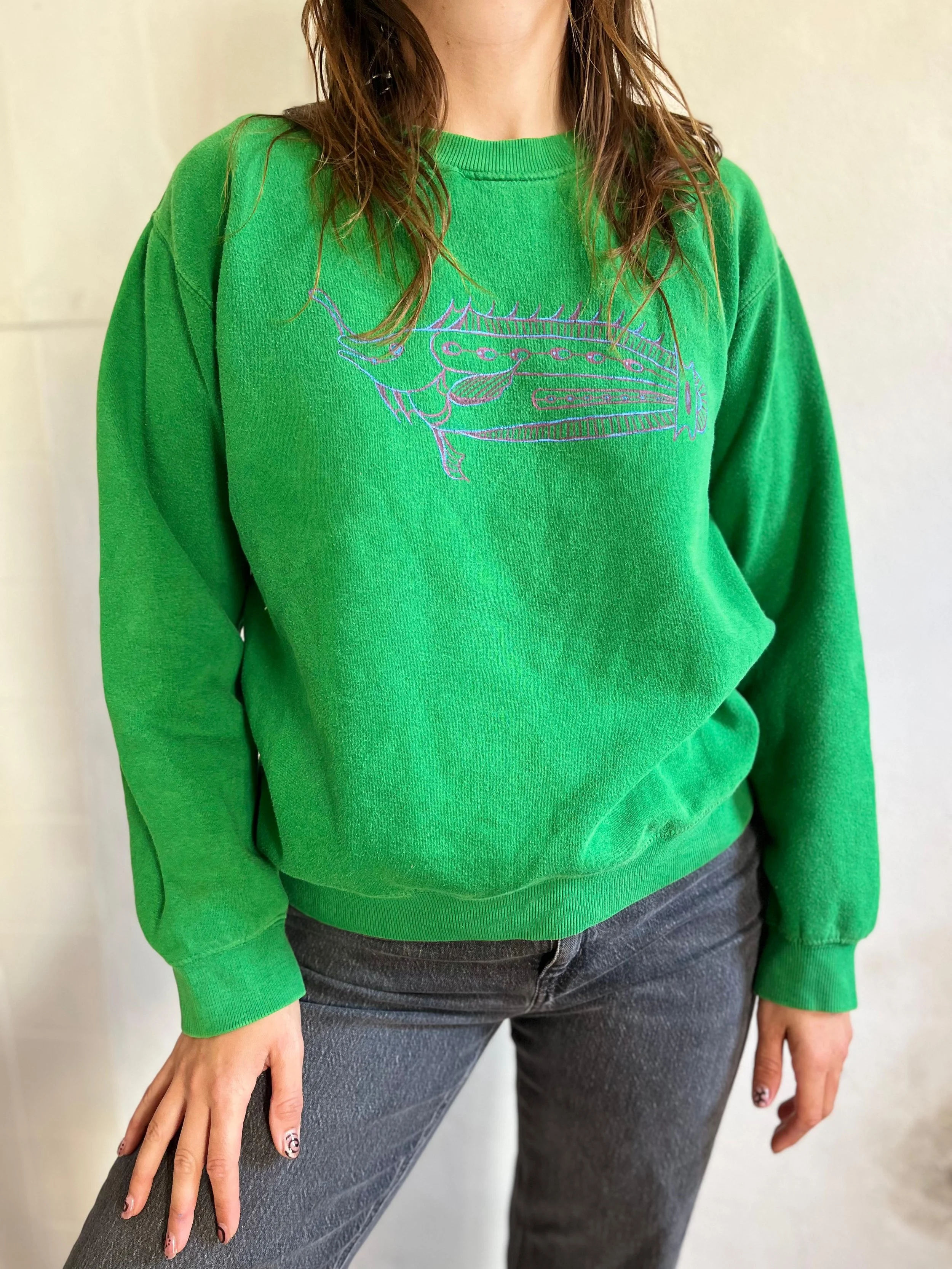 Upcycled Cotton Sweatshirt - 3D Fish M.jpg