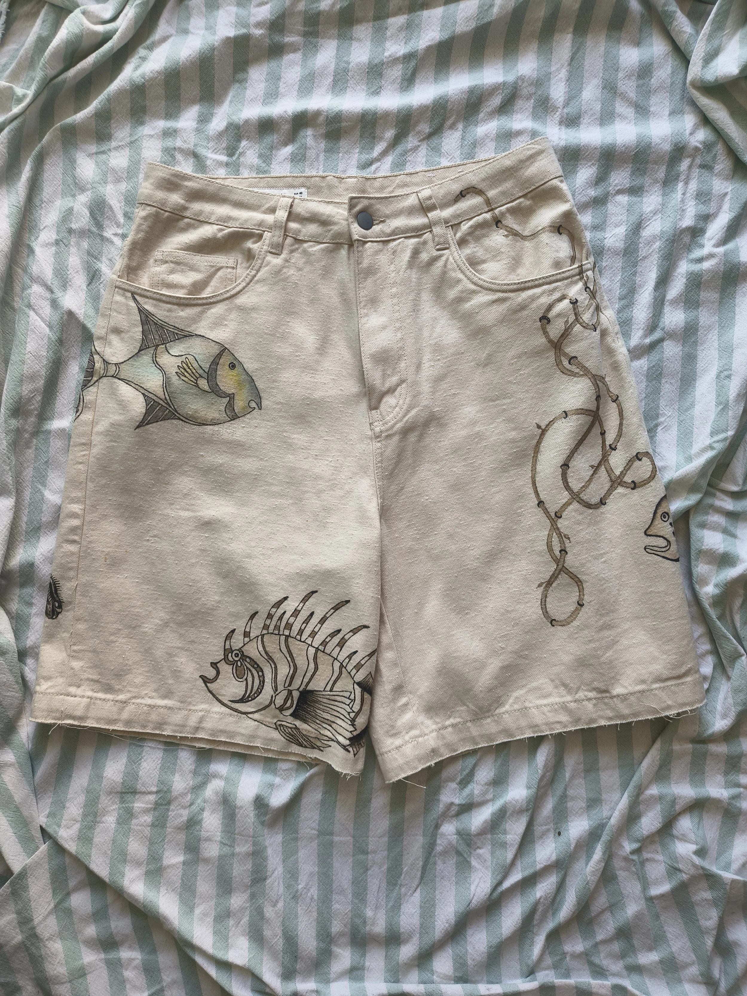 Upcycled Cotton Shorts - Under the Sea L