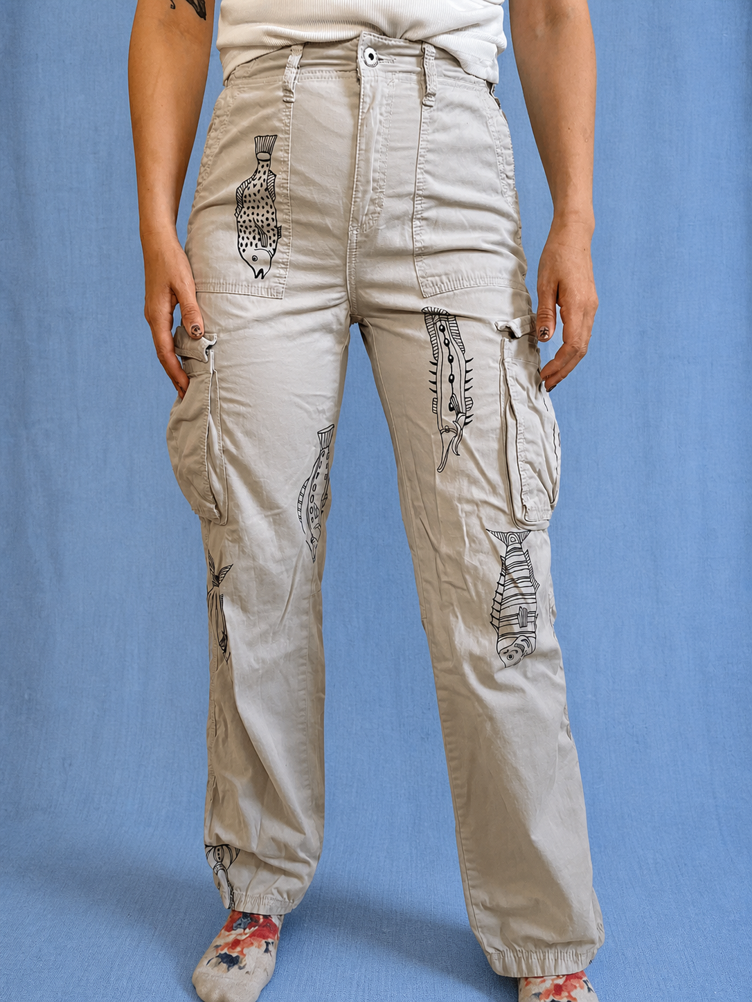 Upcycled Cotton Pants- Fish Salad S/ M