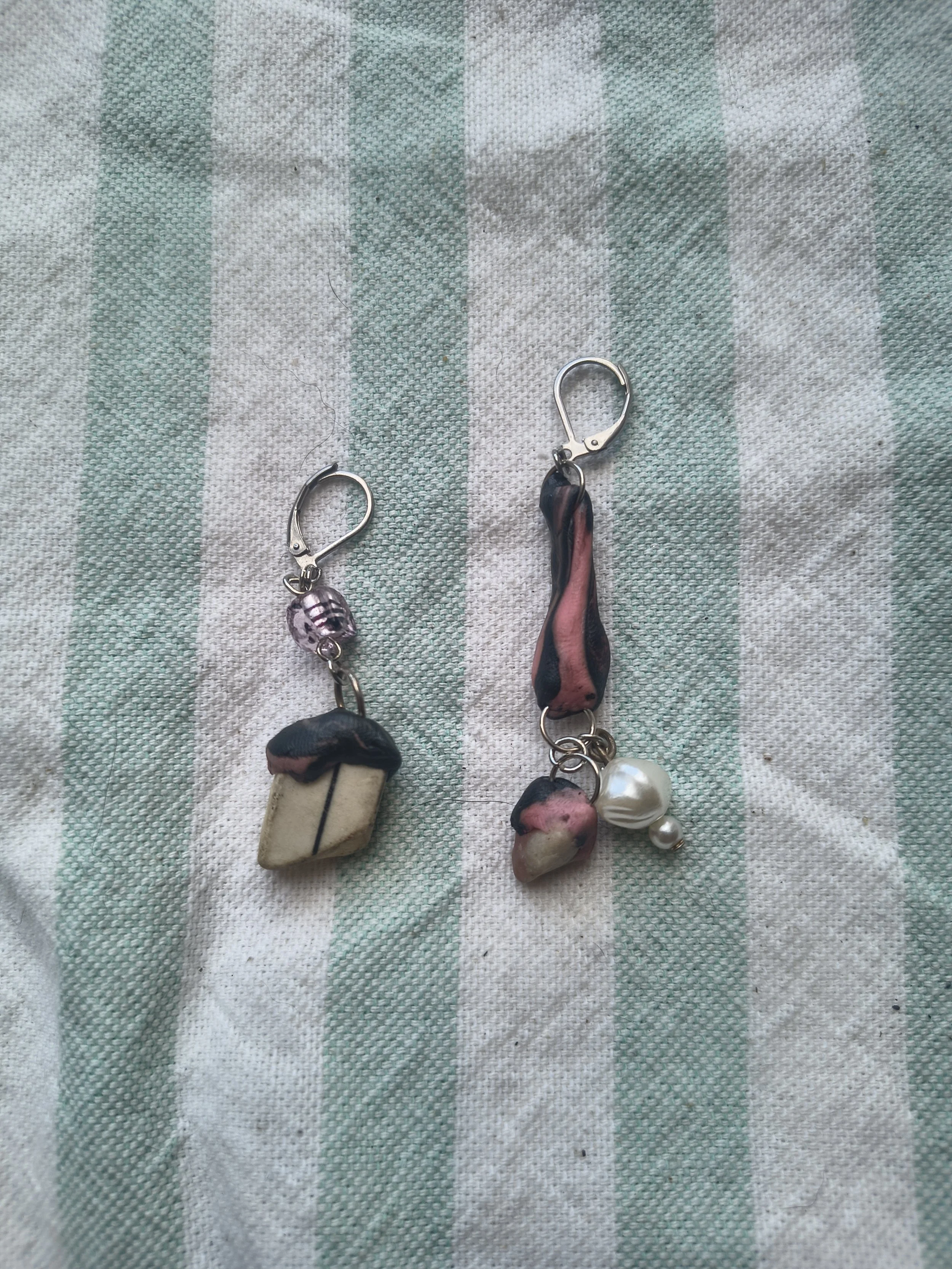 Earrings Tile & Pearl