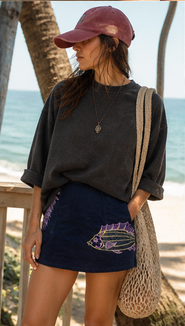 Upcycled Cotton Skirt - Neon Fish (2).png