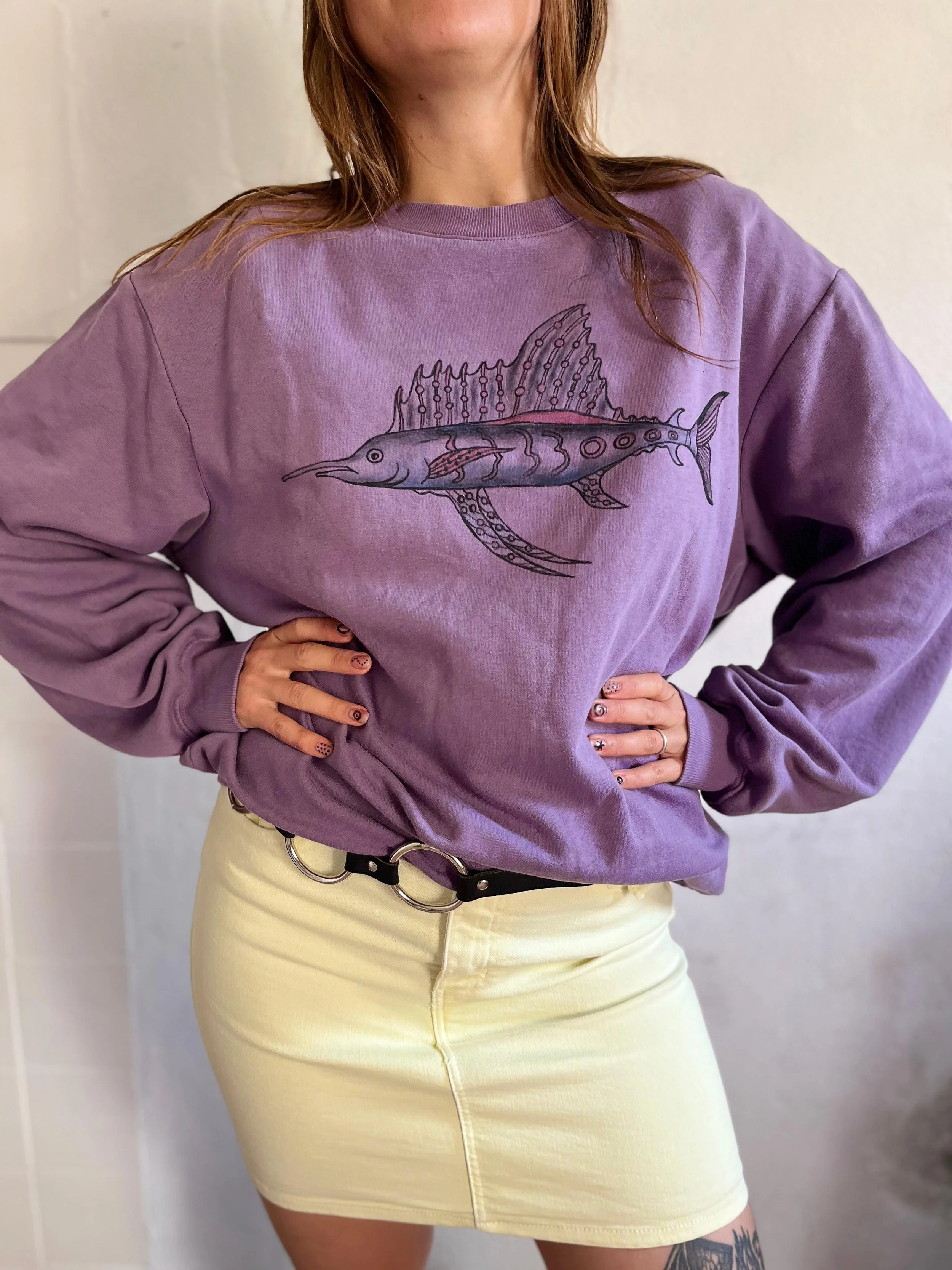 Upcycled Cotton Sweatshirt - Swordfish L