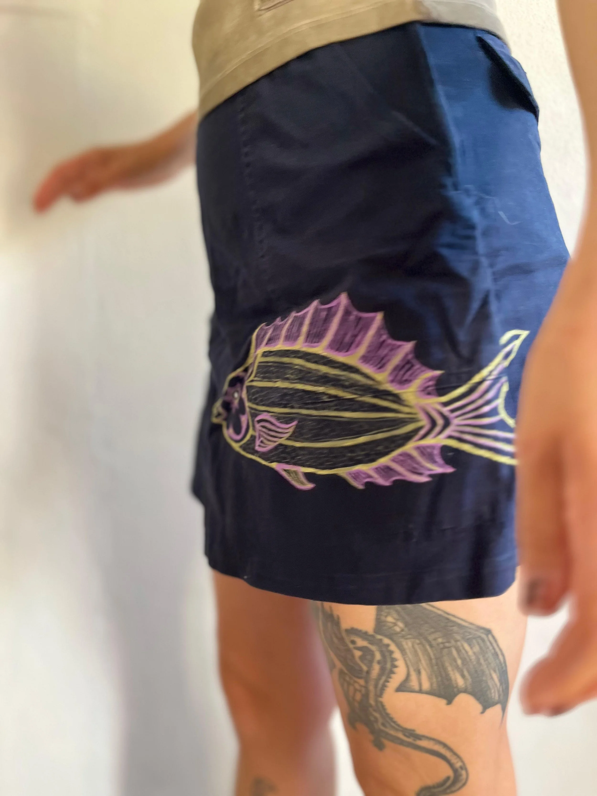 Upcycled Cotton Skirt - Neon Fish.jpg
