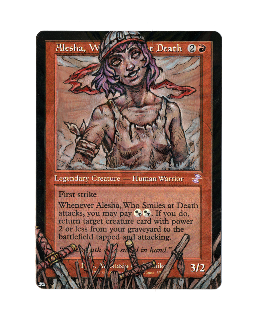 Alesha, Who Smiles at Death MTG alter commission.png